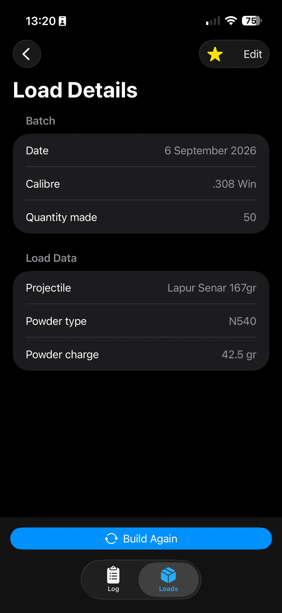 Reloading log screen