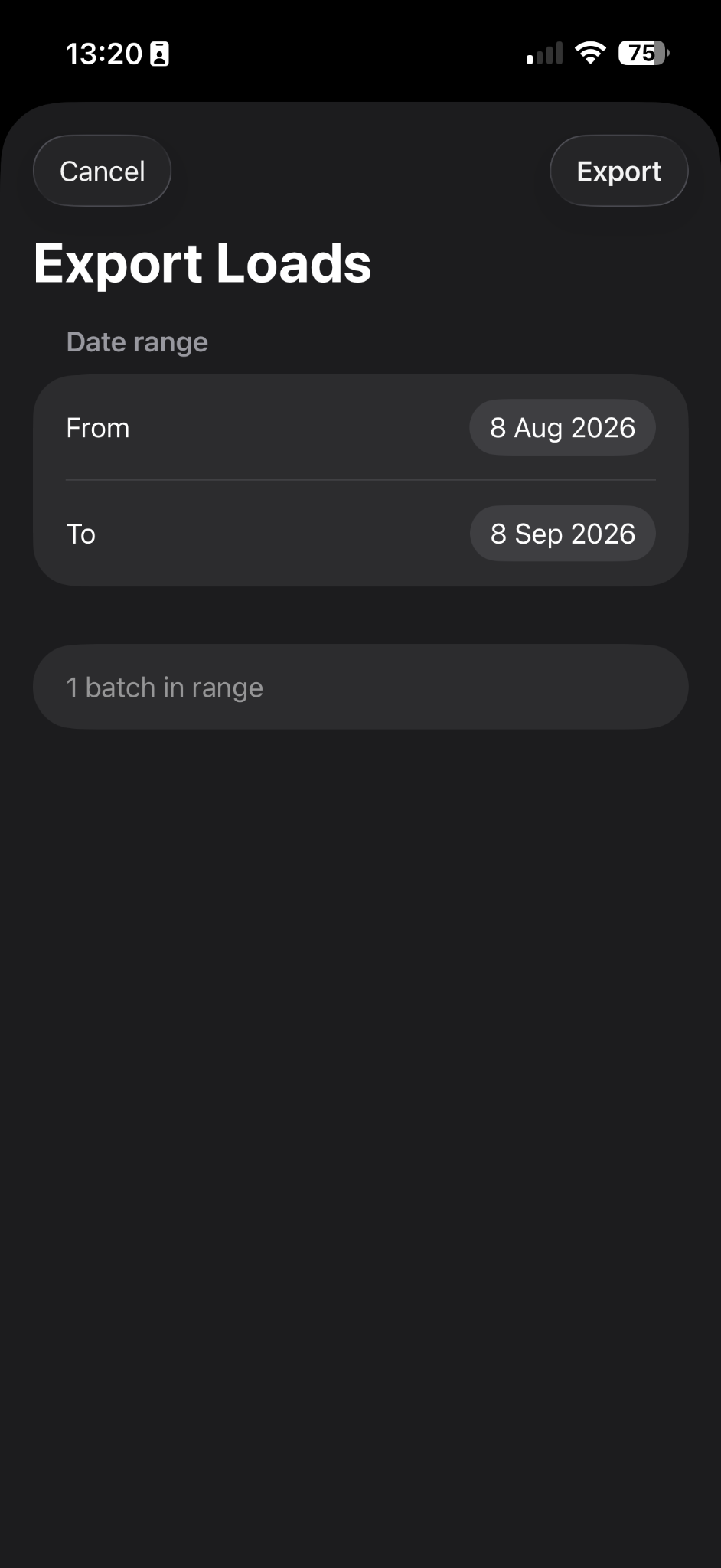 Handload batch details